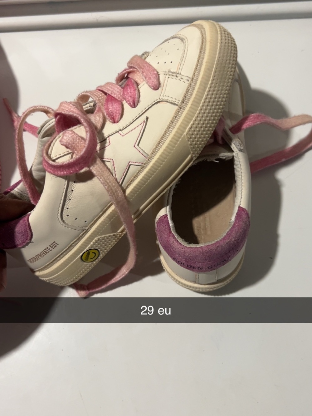 Golden Goose Kids Off-White Leather Sneakers with Pink Accents